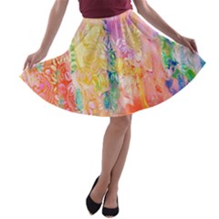 Watercolour Watercolor Paint Ink  A-line Skater Skirt by Nexatart