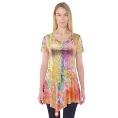 Watercolour Watercolor Paint Ink  Short Sleeve Tunic  by Nexatart