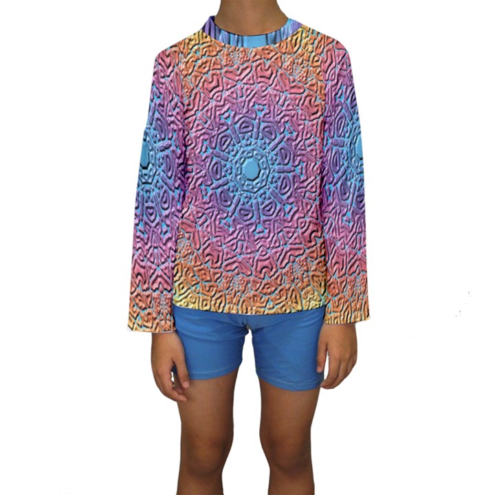 Tile Background Pattern Texture Kids  Long Sleeve Swimwear