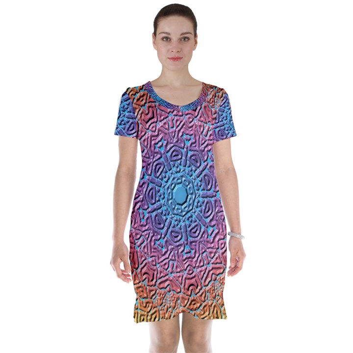 Tile Background Pattern Texture Short Sleeve Nightdress