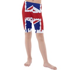 Uk Splat Flag Kids  Mid Length Swim Shorts by Nexatart