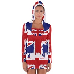 Uk Splat Flag Women s Long Sleeve Hooded T-shirt