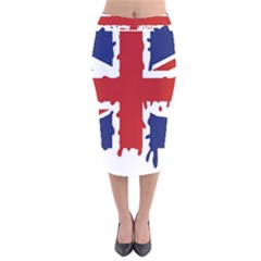 Uk Splat Flag Velvet Midi Pencil Skirt