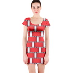 Weave And Knit Pattern Seamless Background Wallpaper Short Sleeve Bodycon Dress by Nexatart