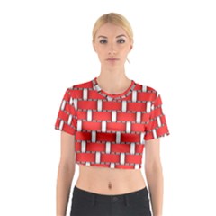 Weave And Knit Pattern Seamless Background Wallpaper Cotton Crop Top by Nexatart