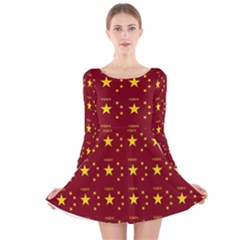 Chinese New Year Pattern Long Sleeve Velvet Skater Dress by dflcprintsclothing