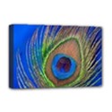 Blue Peacock Feather Deluxe Canvas 18  x 12   View1