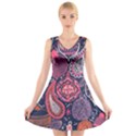 Colorful bohemian purple leaves V-Neck Sleeveless Skater Dress View1