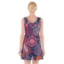 Colorful bohemian purple leaves V-Neck Sleeveless Skater Dress View2