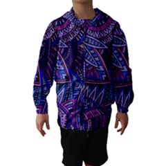 Abstract Electric Blue Hippie Vector  Hooded Wind Breaker (kids) by Brittlevirginclothing