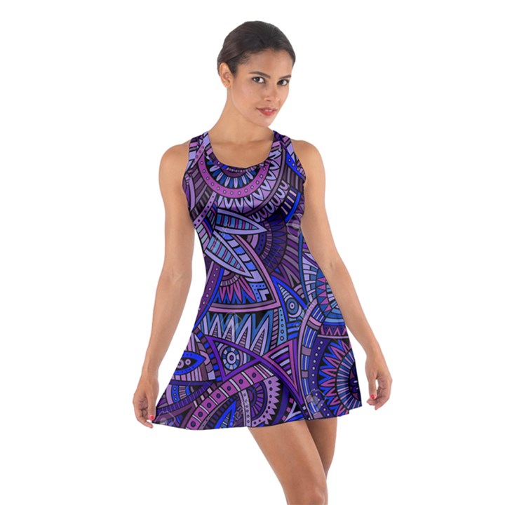 Abstract electric blue hippie vector  Cotton Racerback Dress