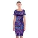 Abstract electric blue hippie vector  Classic Short Sleeve Midi Dress View1