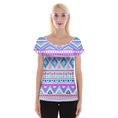 Tribal Pastel Hipster  Women s Cap Sleeve Top by Brittlevirginclothing