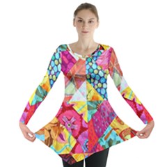 Colorful Hipster Classy Long Sleeve Tunic  by Brittlevirginclothing