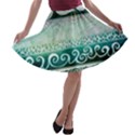 Deep blue tribal A-line Skater Skirt View1