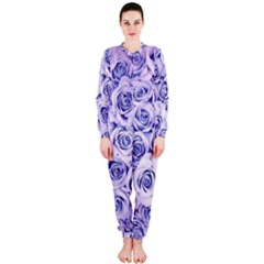 Electric White And Blue Roses Onepiece Jumpsuit (ladies) 