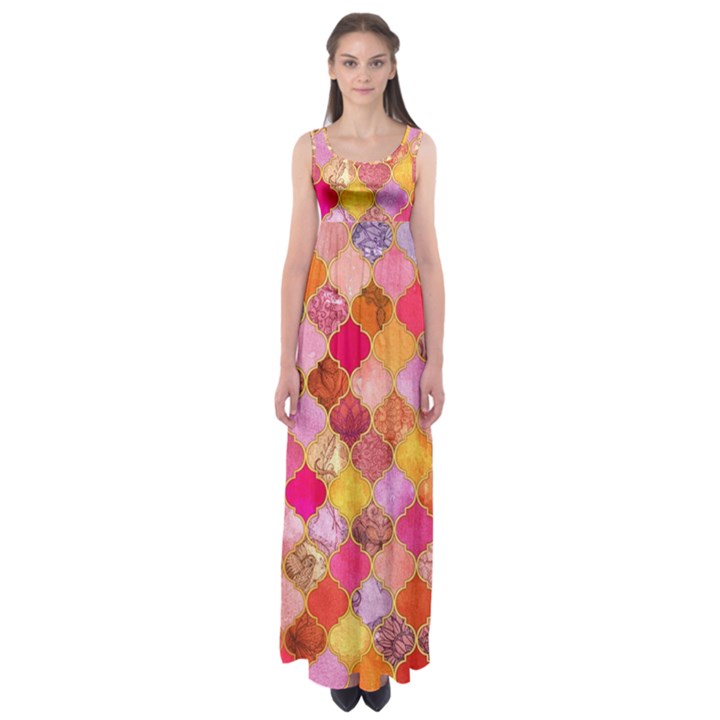 Warm moroccan mosaid Empire Waist Maxi Dress