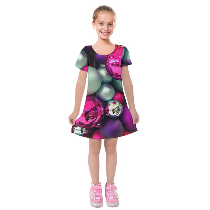 Christmas garlands Kids  Short Sleeve Velvet Dress