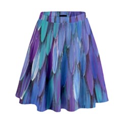 Blue Bird Feather High Waist Skirt by Brittlevirginclothing