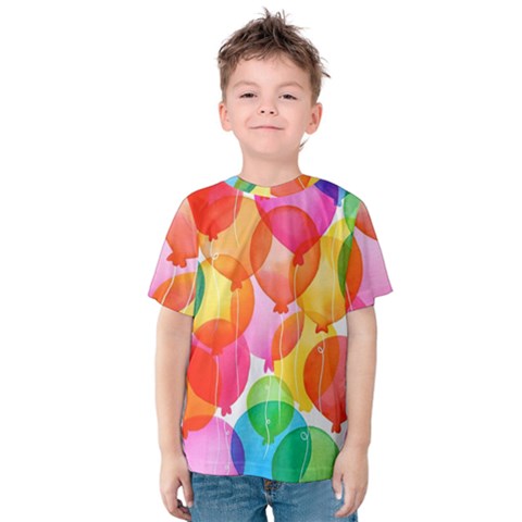 Rainbow Balloon Kids  Cotton Tee by Brittlevirginclothing