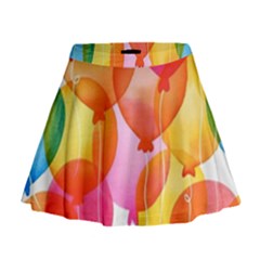 Rainbow Balloon Mini Flare Skirt by Brittlevirginclothing