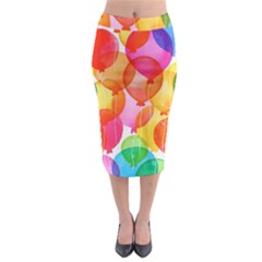 Rainbow Balloon Midi Pencil Skirt by Brittlevirginclothing