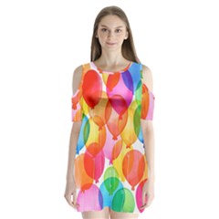 Rainbow Balloon Shoulder Cutout Velvet  One Piece by Brittlevirginclothing