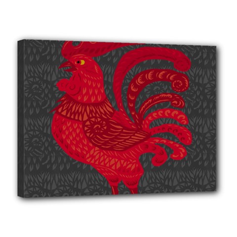 Red Fire Chicken Year Canvas 16  X 12  by Valentinaart