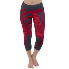 Red Fire Chicken Year Capri Winter Leggings  by Valentinaart