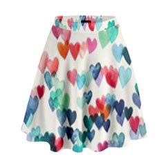 Cute Rainbow Hearts High Waist Skirt by Brittlevirginclothing