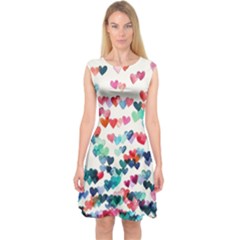 Cute Rainbow Hearts Capsleeve Midi Dress by Brittlevirginclothing