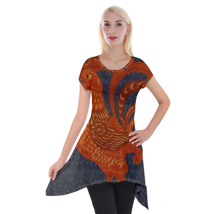 Chicken year Short Sleeve Side Drop Tunic