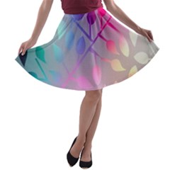 Colorful Leaves A-line Skater Skirt by Brittlevirginclothing