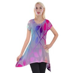 Colorful Leaves Short Sleeve Side Drop Tunic by Brittlevirginclothing