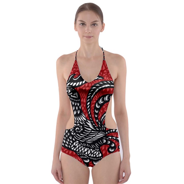 Year of the Rooster Cut-Out One Piece Swimsuit