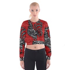 Year Of The Rooster Women s Cropped Sweatshirt by Valentinaart