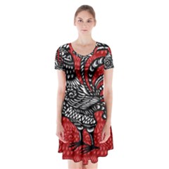 Year Of The Rooster Short Sleeve V-neck Flare Dress by Valentinaart