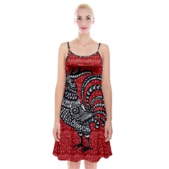 Year Of The Rooster Spaghetti Strap Velvet Dress by Valentinaart