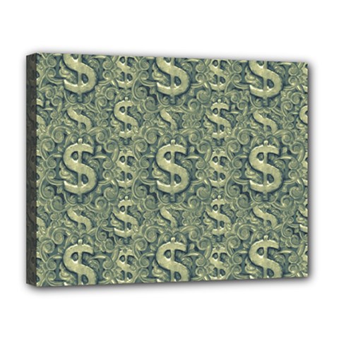 Money Symbol Ornament Canvas 14  X 11 