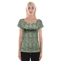 Money Symbol Ornament Women s Cap Sleeve Top