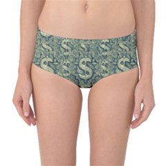 Money Symbol Ornament Mid-waist Bikini Bottoms