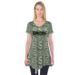 Money Symbol Ornament Short Sleeve Tunic 