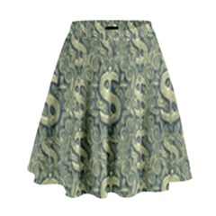 Money Symbol Ornament High Waist Skirt