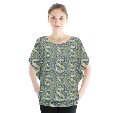 Money Symbol Ornament Blouse by dflcprintsclothing