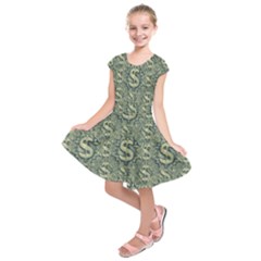 Money Symbol Ornament Kids  Short Sleeve Dress