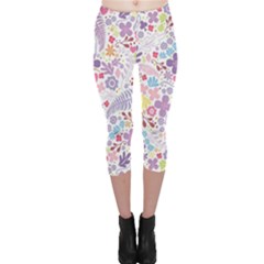 Colorful Flower Capri Leggings  by Brittlevirginclothing