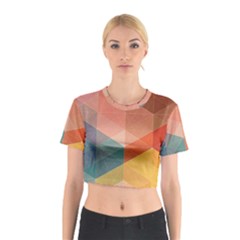 Colorful Warm Colored Quares Cotton Crop Top by Brittlevirginclothing