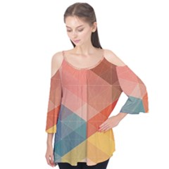 Colorful Warm Colored Quares Flutter Tees