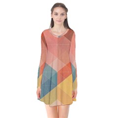 Colorful Warm Colored Quares Flare Dress by Brittlevirginclothing