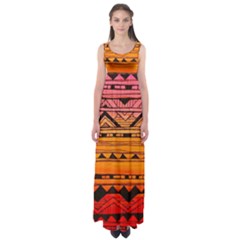 Warm Tribal Empire Waist Maxi Dress by Brittlevirginclothing